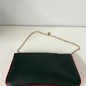 Christian Louboutin Black Crossbody with Red Patent Accent and Gold Chain